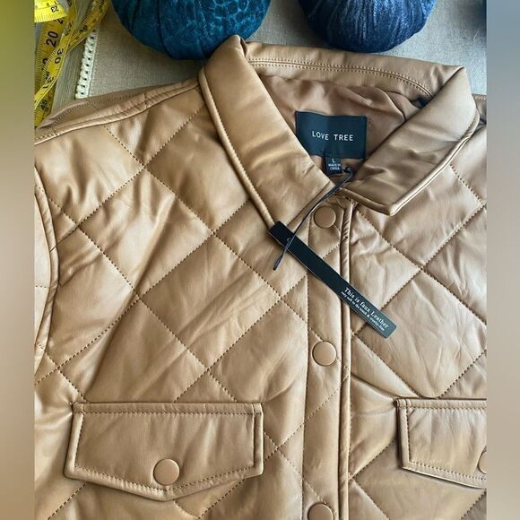 new leather effect quilted overshirt - Picture 8 of 13